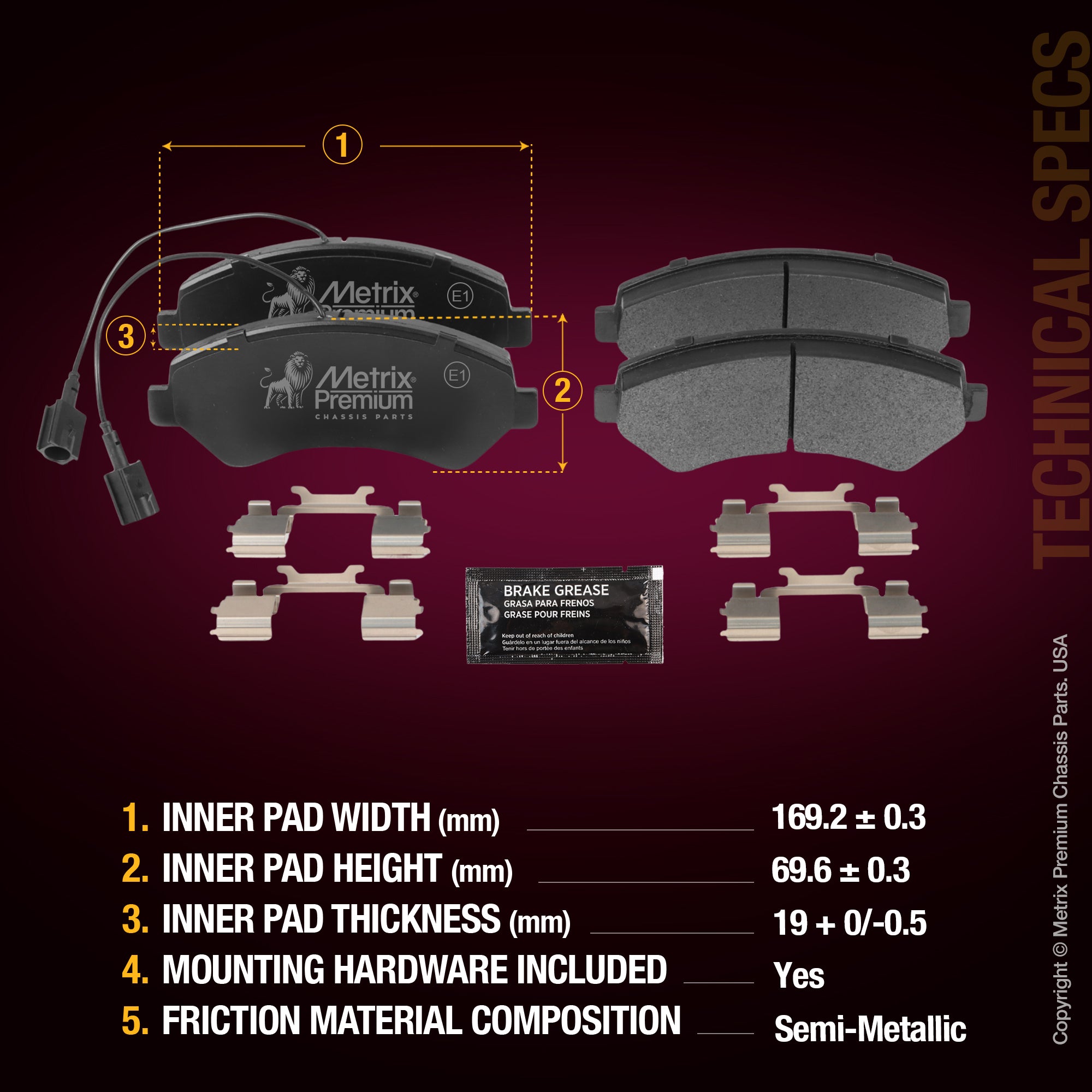 Metrix Premium Front Disc Brake Pad Set 93390MS aftermarket car parts