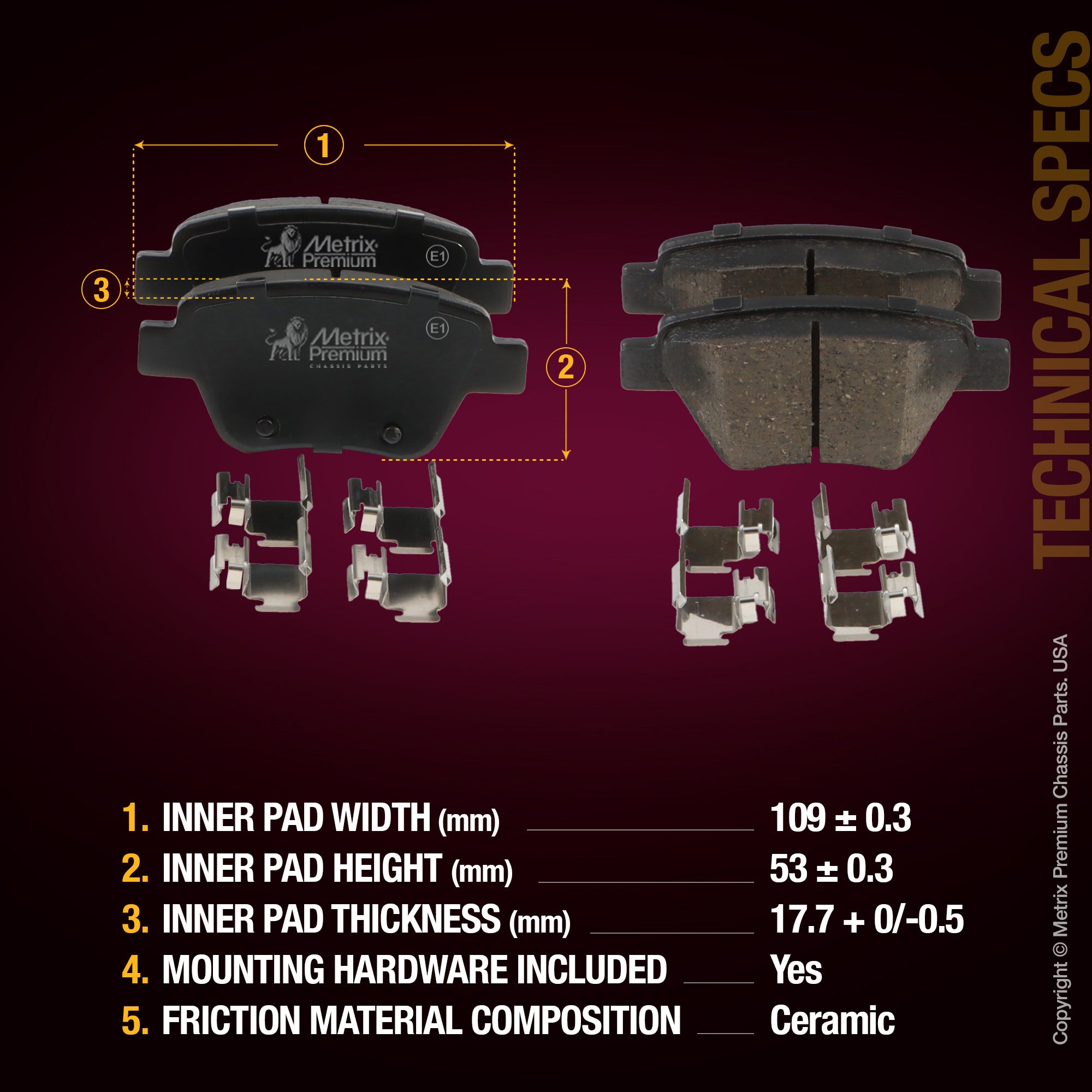 Metrix Premium Rear Disc Brake Pad Set 93398MC aftermarket car parts