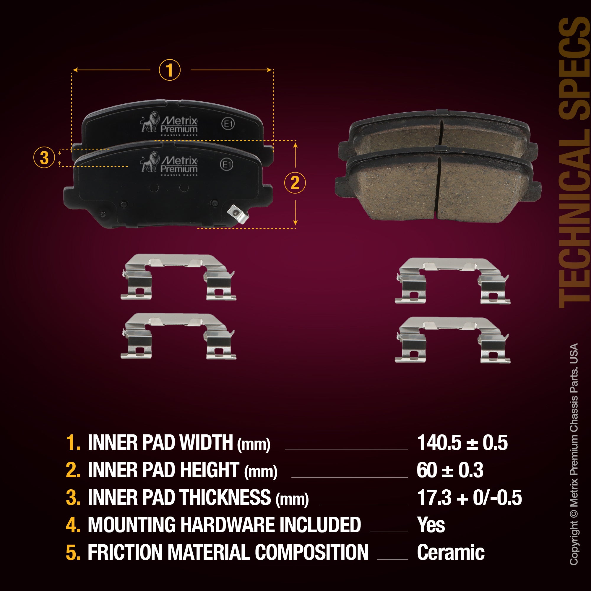 Metrix Premium Front Disc Brake Pad Set 93407MC aftermarket car parts