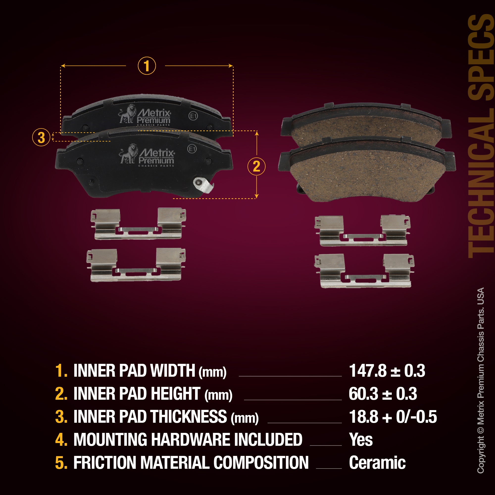 Metrix Premium Front & Rear Brake Pad Kit 95821MT aftermarket car parts