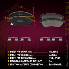 WHAT'S IN THE KIT: 2x Front Brake Rotor 09.B355.10, 1x Front Semi-Metallic Brake Pad Set D1522