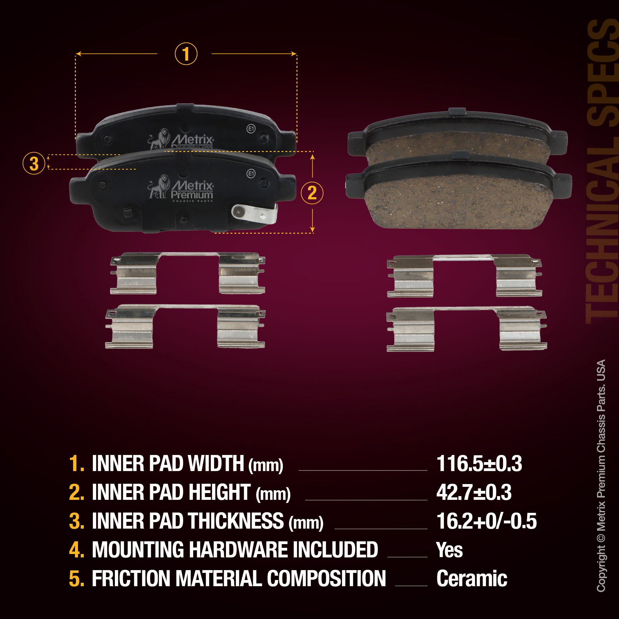 Metrix Premium Rear Disc Brake Pad Set 93409MC aftermarket car parts