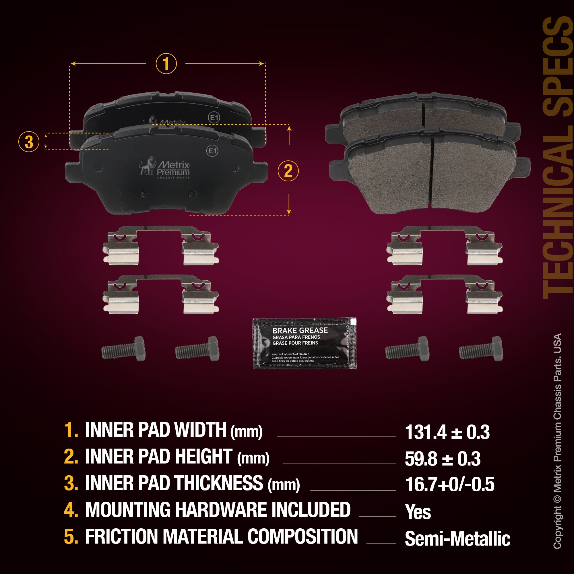 Metrix Premium Front Disc Brake Pad Set 93411MS aftermarket car parts