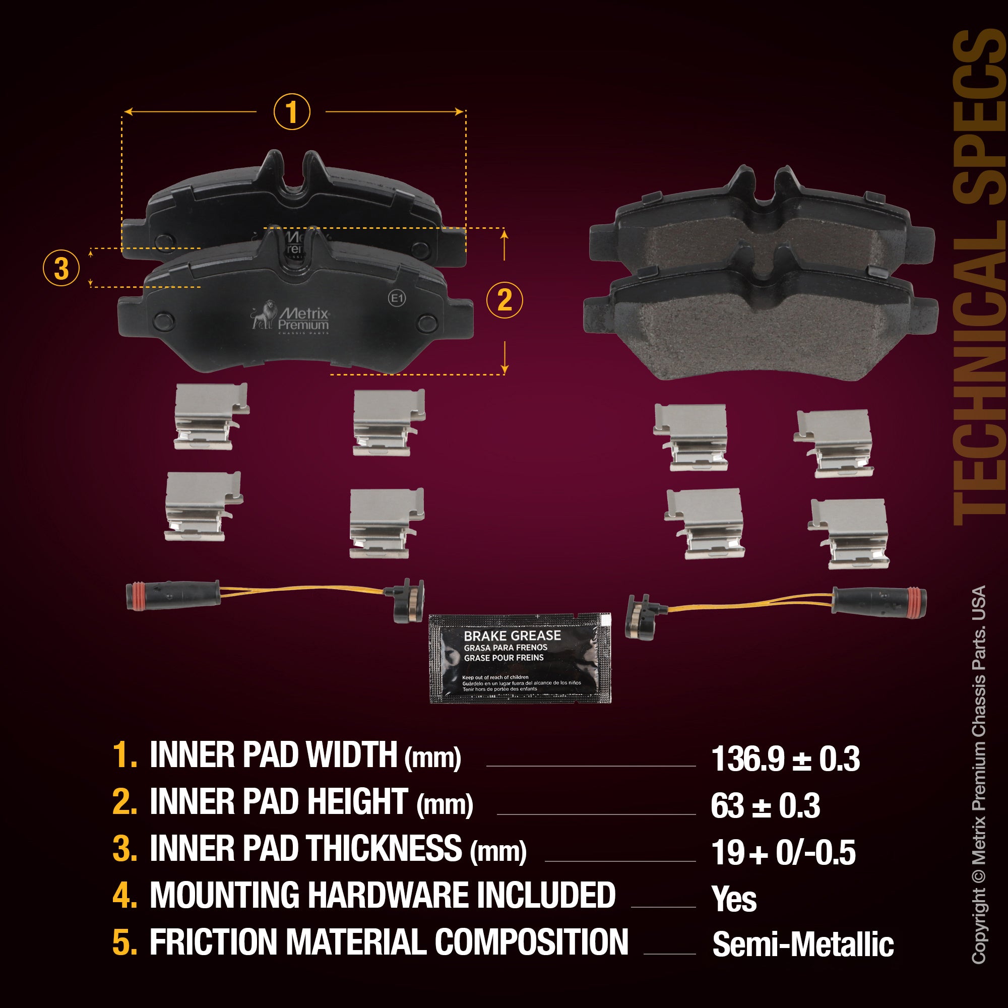 Metrix Premium Rear Disc Brake Pad Set 93418MS aftermarket car parts
