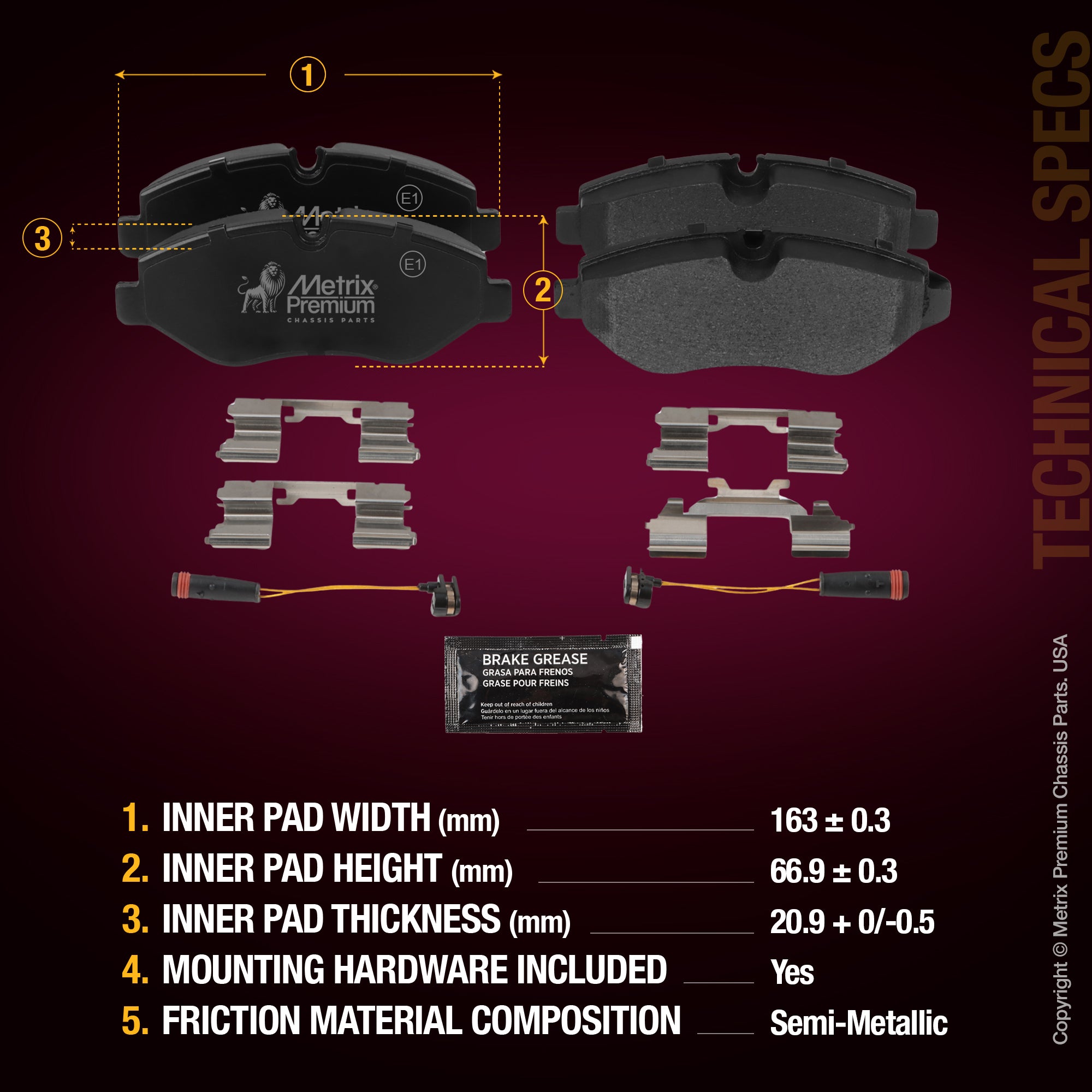 Metrix Premium Front Disc Brake Pad Set 93419MS aftermarket car parts