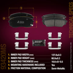 Metrix Premium Chassis Parts Front Disc Brake Pad Set 93420MS aftermarket car parts