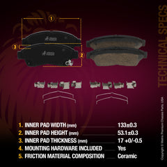 Metrix Premium Front Ceramic Disc Brake Pad Set 93422MC OEM fit spare parts