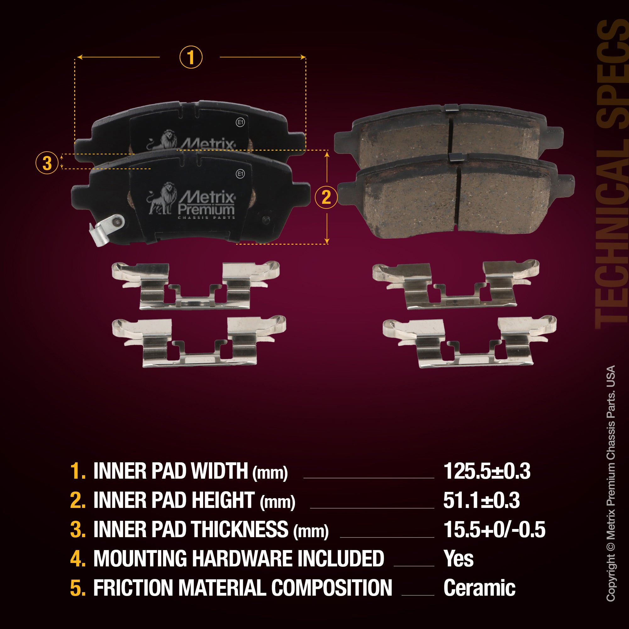 Metrix Premium Front Disc Brake Pad Set 93425MC aftermarket car parts