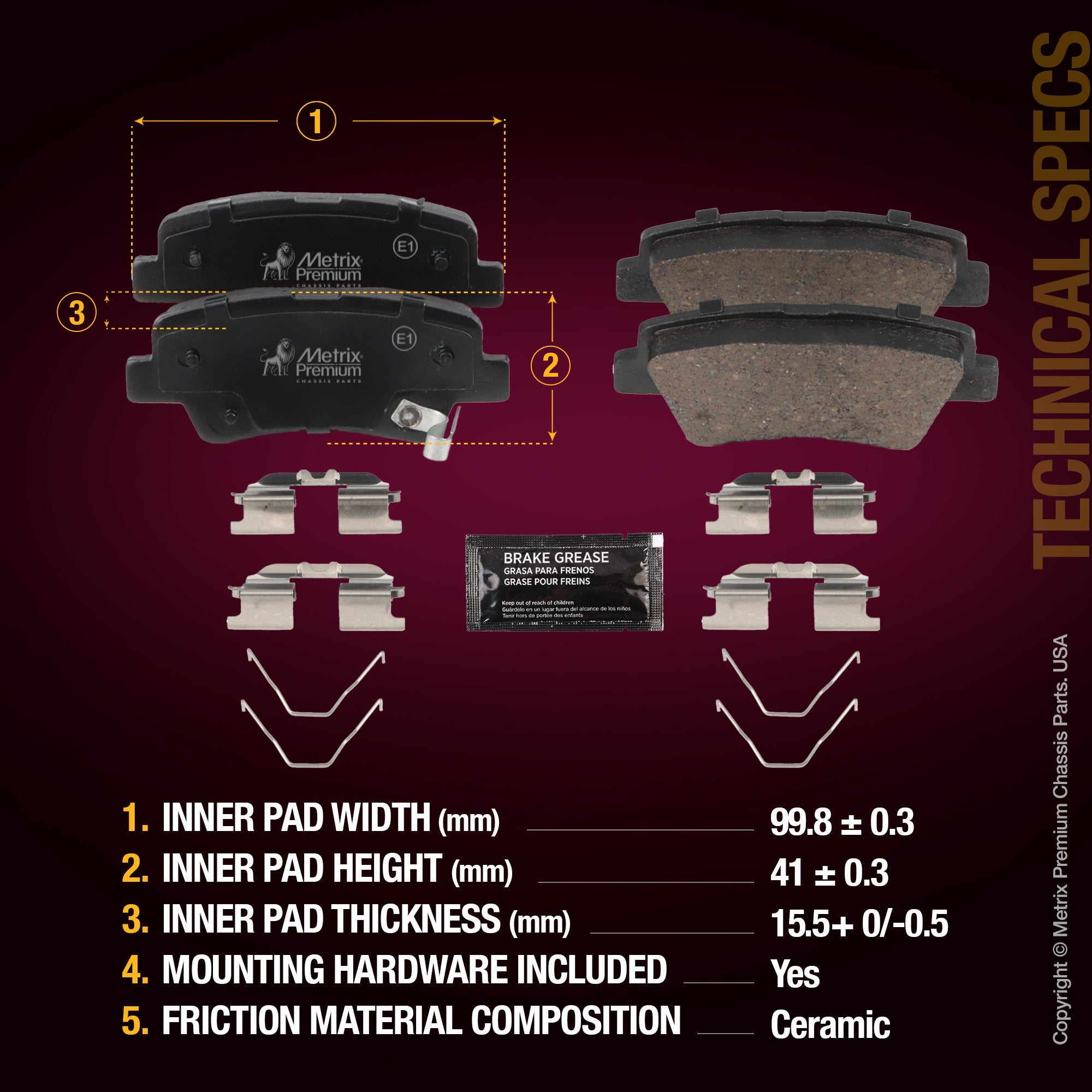Metrix Premium Rear Disc Brake Pad Set 93426MC suspension steering brake parts