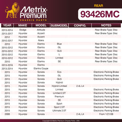 Metrix Premium Rear Disc Brake Pad Set 93426MC OEM fit spare parts