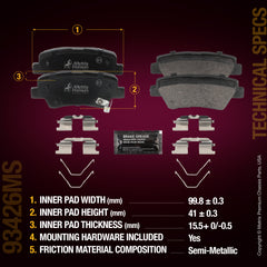 Metrix Premium Chassis Parts Rear Disc Brake Pad Set 93426MS aftermarket car parts