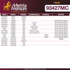 Metrix Premium Front Disc Brake Pad Set 93427MC OEM fit spare parts