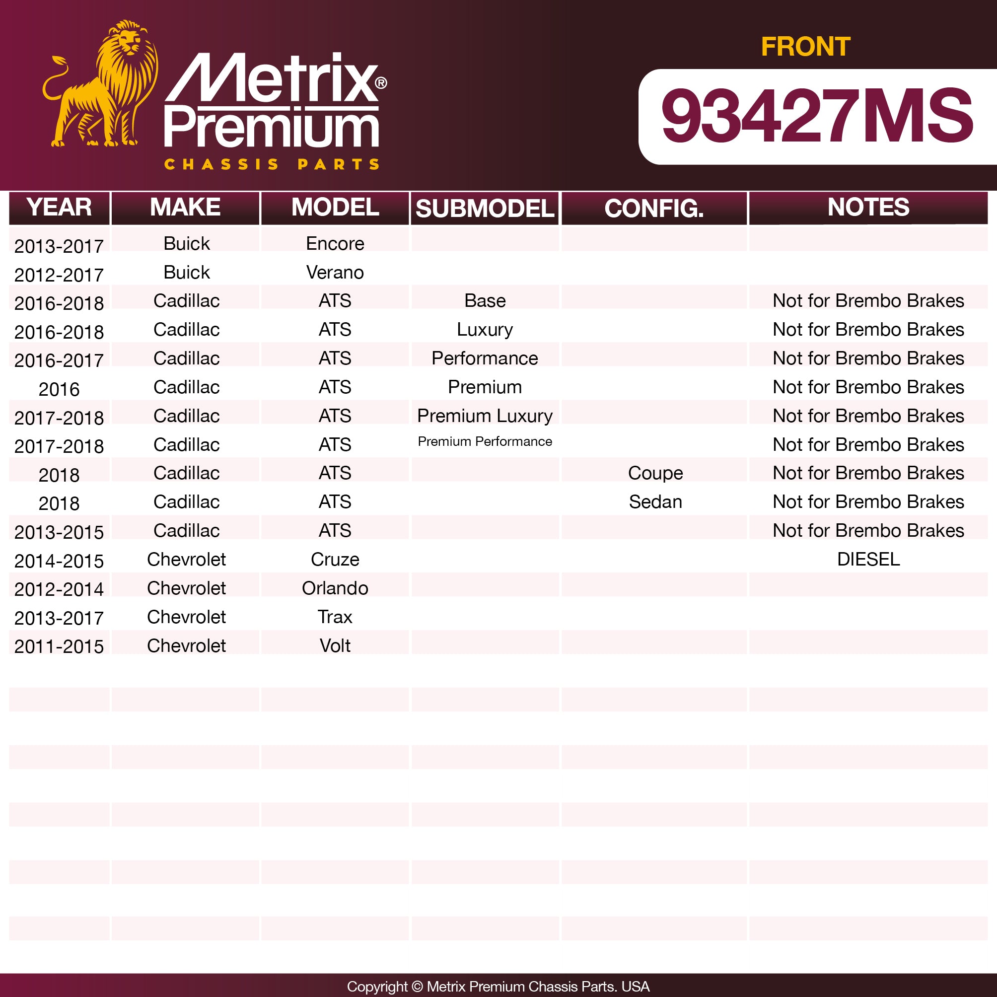 Metrix Premium Chassis Parts  suspension steering brake parts
