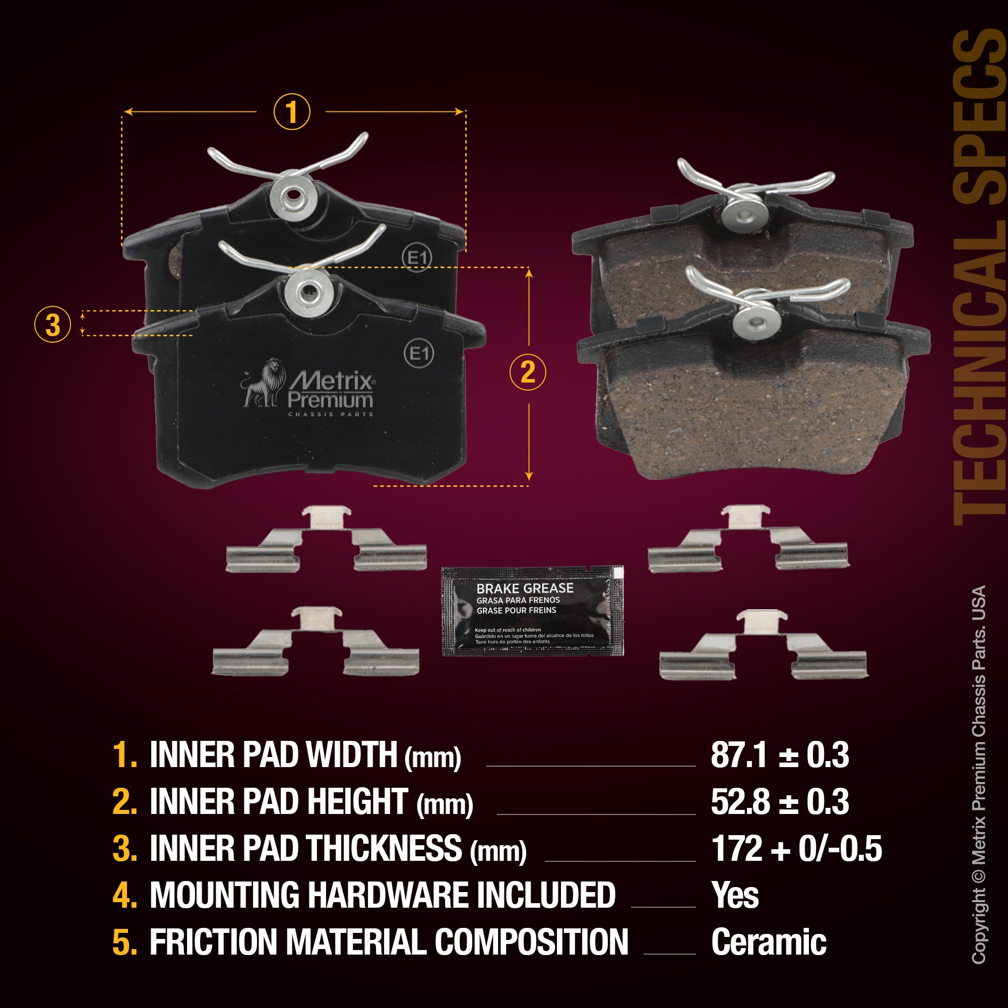 Metrix Premium Rear Disc Brake Pad Set 93433MC aftermarket car parts