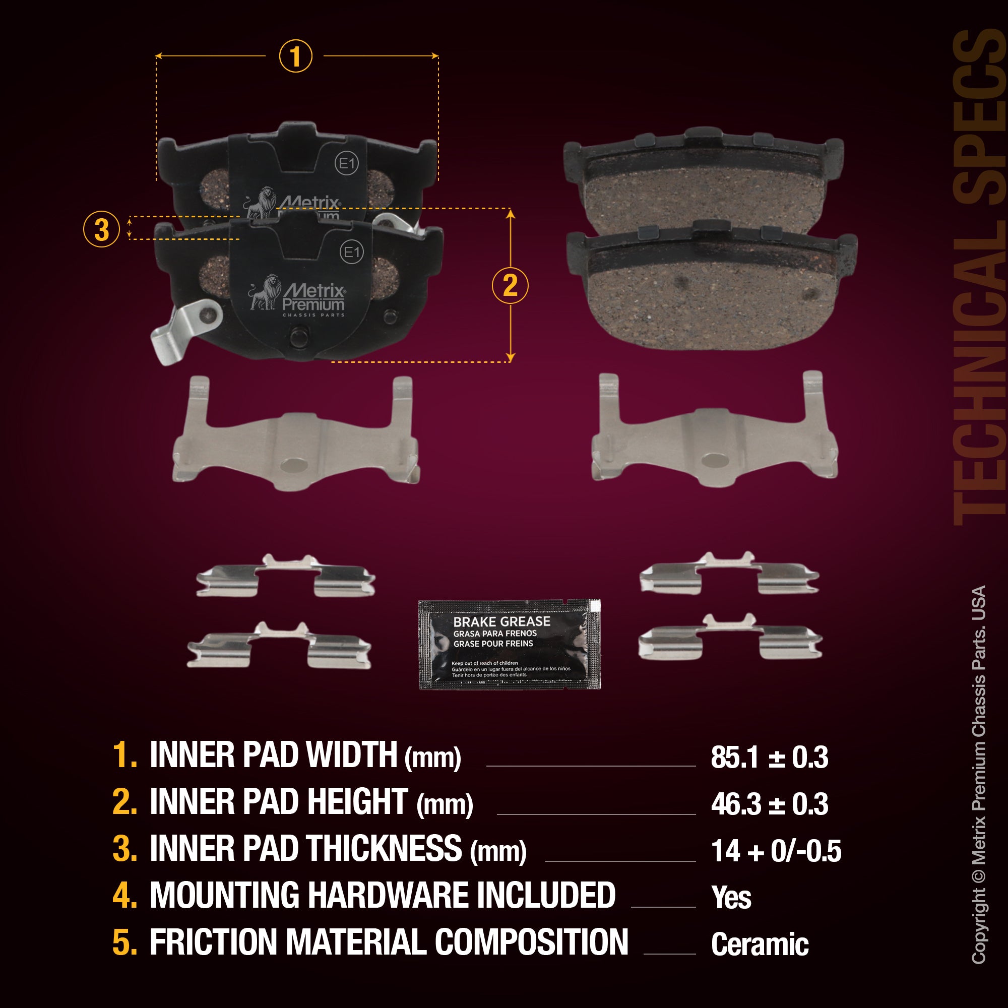 Metrix Premium Rear Disc Brake Pad Set 93439MC aftermarket car parts