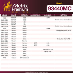 Metrix Premium Front Disc Brake Pad Set 93440MC OEM fit spare parts