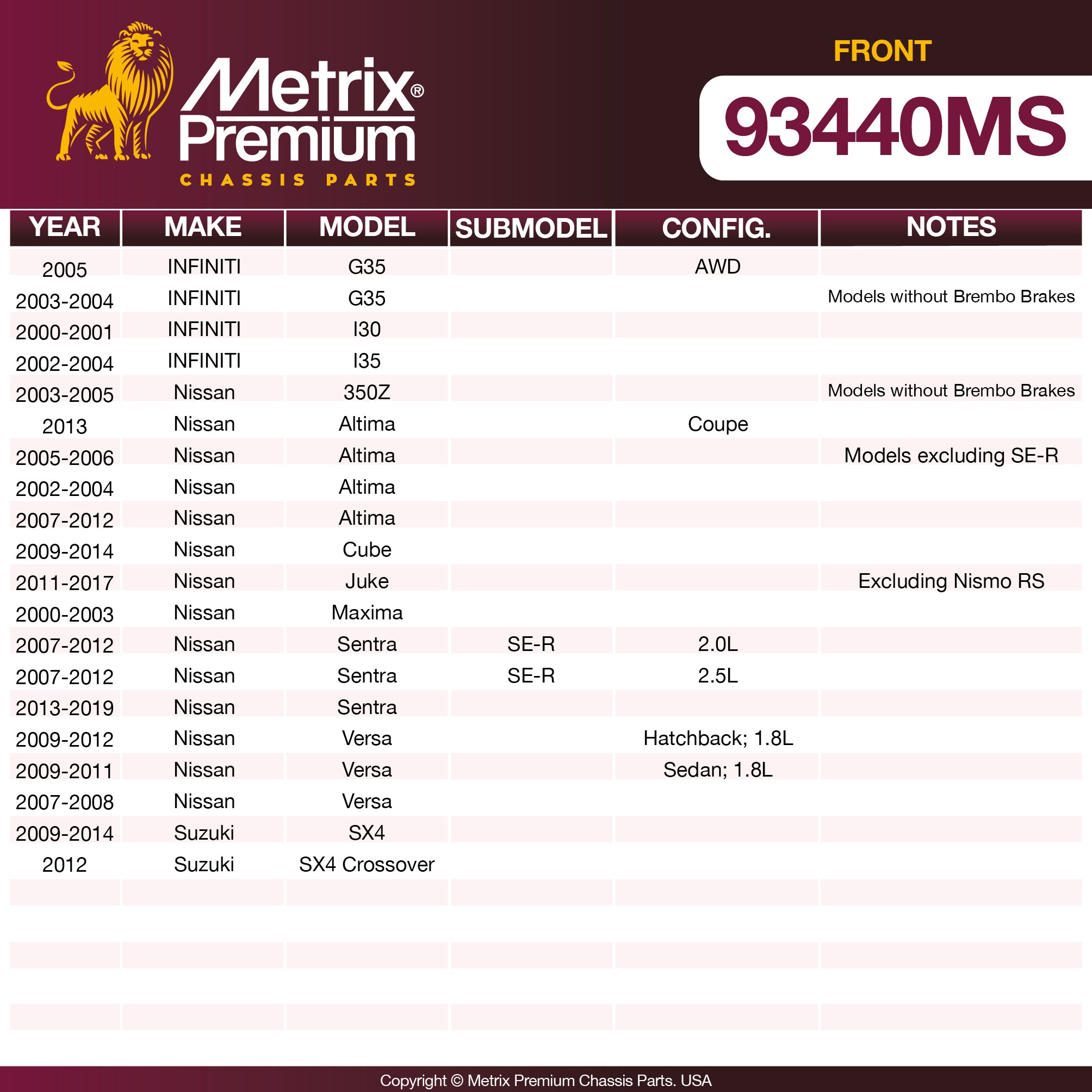 Metrix Premium Chassis Parts  suspension steering brake parts