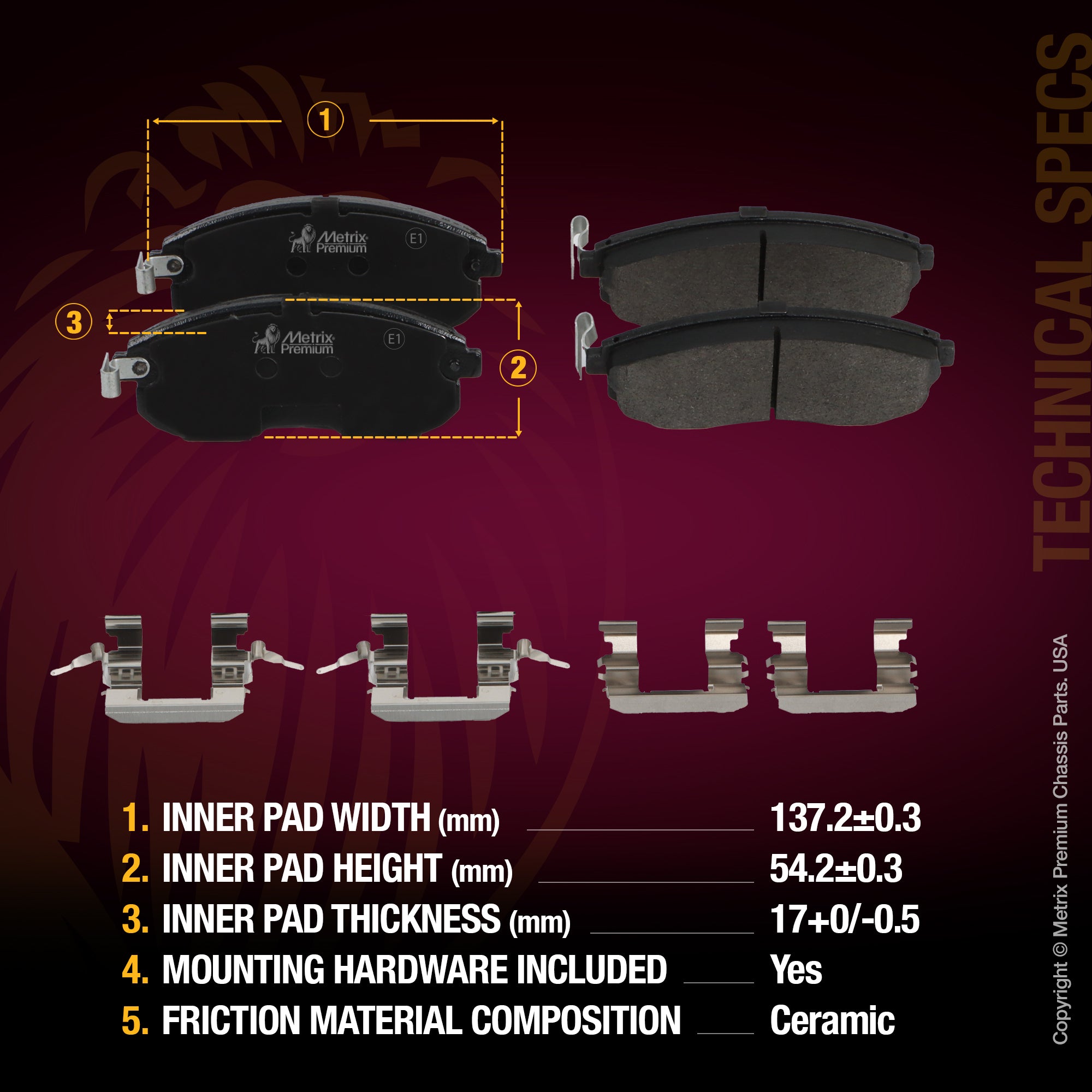 Metrix Premium Front Ceramic Disc Brake Pad Set 93441MC OEM fit spare parts