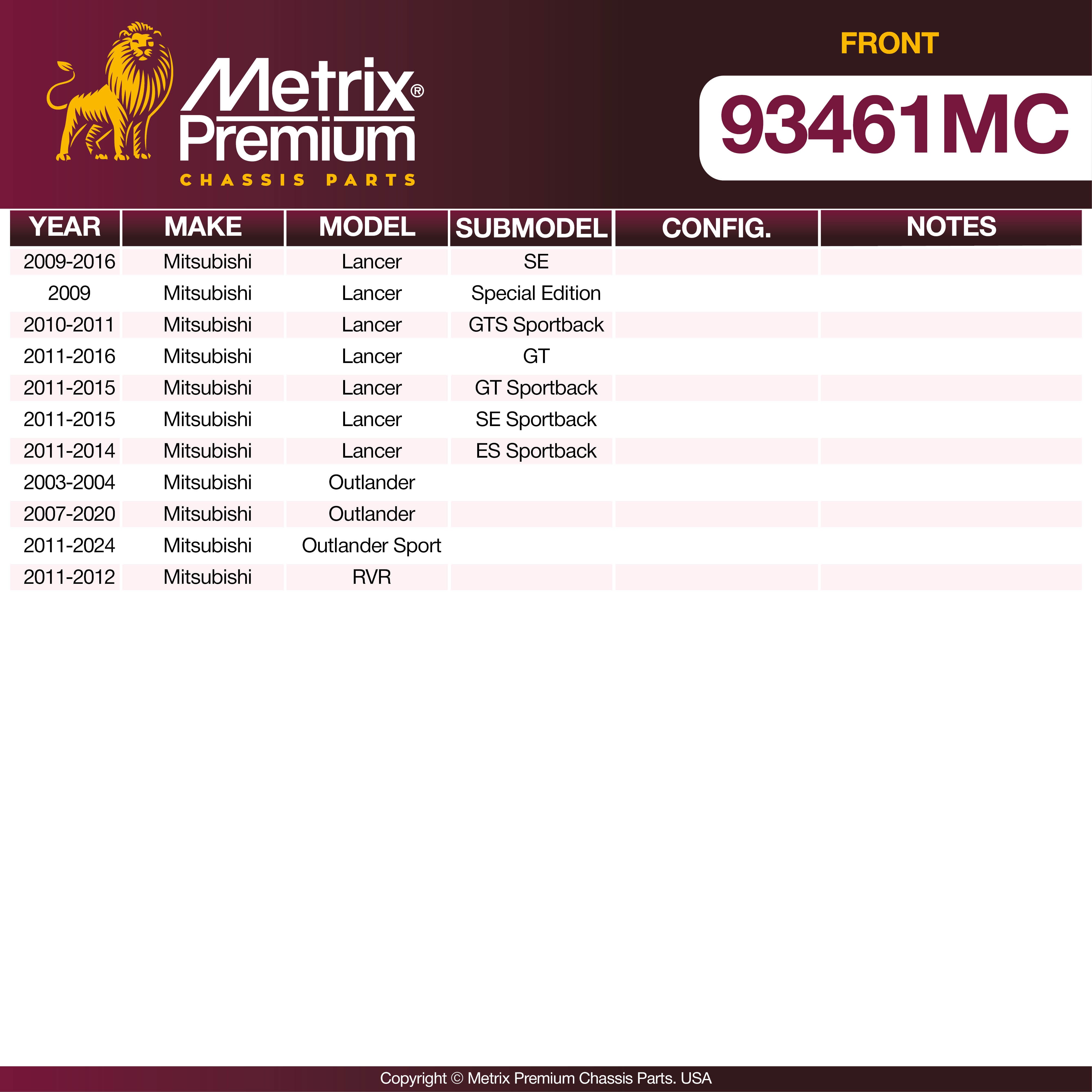 Metrix Premium Front Disc Brake Pad Set 93461MC aftermarket car parts