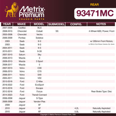 Metrix Premium Rear Disc Brake Pad Set 93471MC OEM fit spare parts