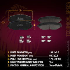 Metrix Premium Front Semi-Metallic Disc Brake Pad Set 93473MS OEM fit spare parts