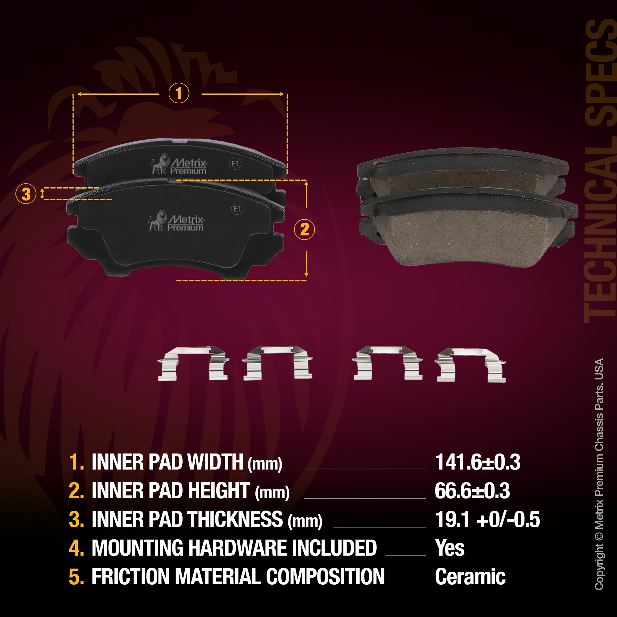 WHAT'S IN THE KIT: 1x Front Ceramic Brake Pad Set D1404-D1745, 1x Rear Ceramic Brake Pad Set D1430