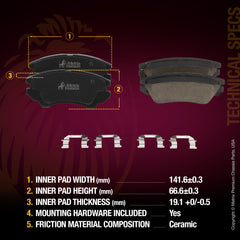 WHAT'S IN THE KIT: 1x Front Ceramic Brake Pad Set D1404-D1745, 1x Rear Ceramic Brake Pad Set D1430