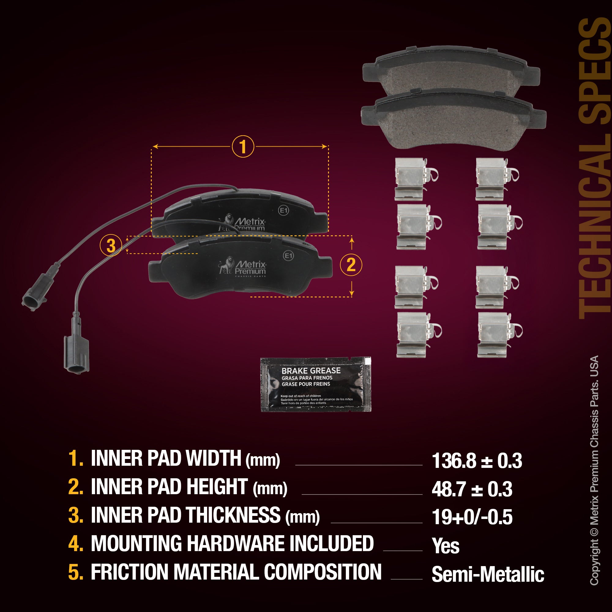 Metrix Premium Rear Disc Brake Pad Set 93477MS aftermarket car parts