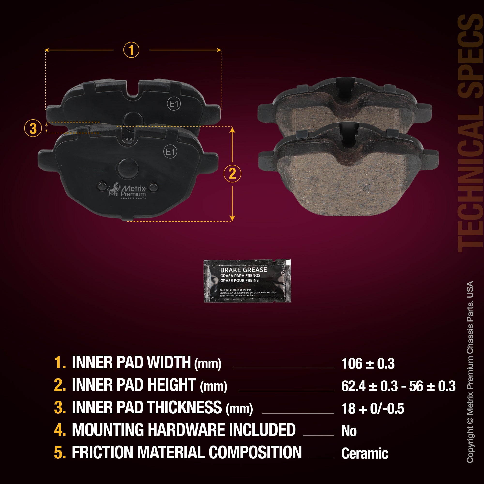 Metrix Premium Rear Disc Brake Pad Set 93478MC aftermarket car parts