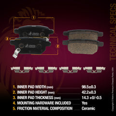 Metrix Premium Rear Ceramic Disc Brake Pad Set 93479MC OEM fit spare parts