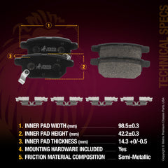 Metrix Premium Rear Semi-Metallic Disc Brake Pad Set 93479MS OEM fit spare parts