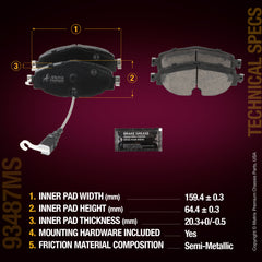 Metrix Premium Chassis Parts Front Disc Brake Pad Set 93487MS aftermarket car parts