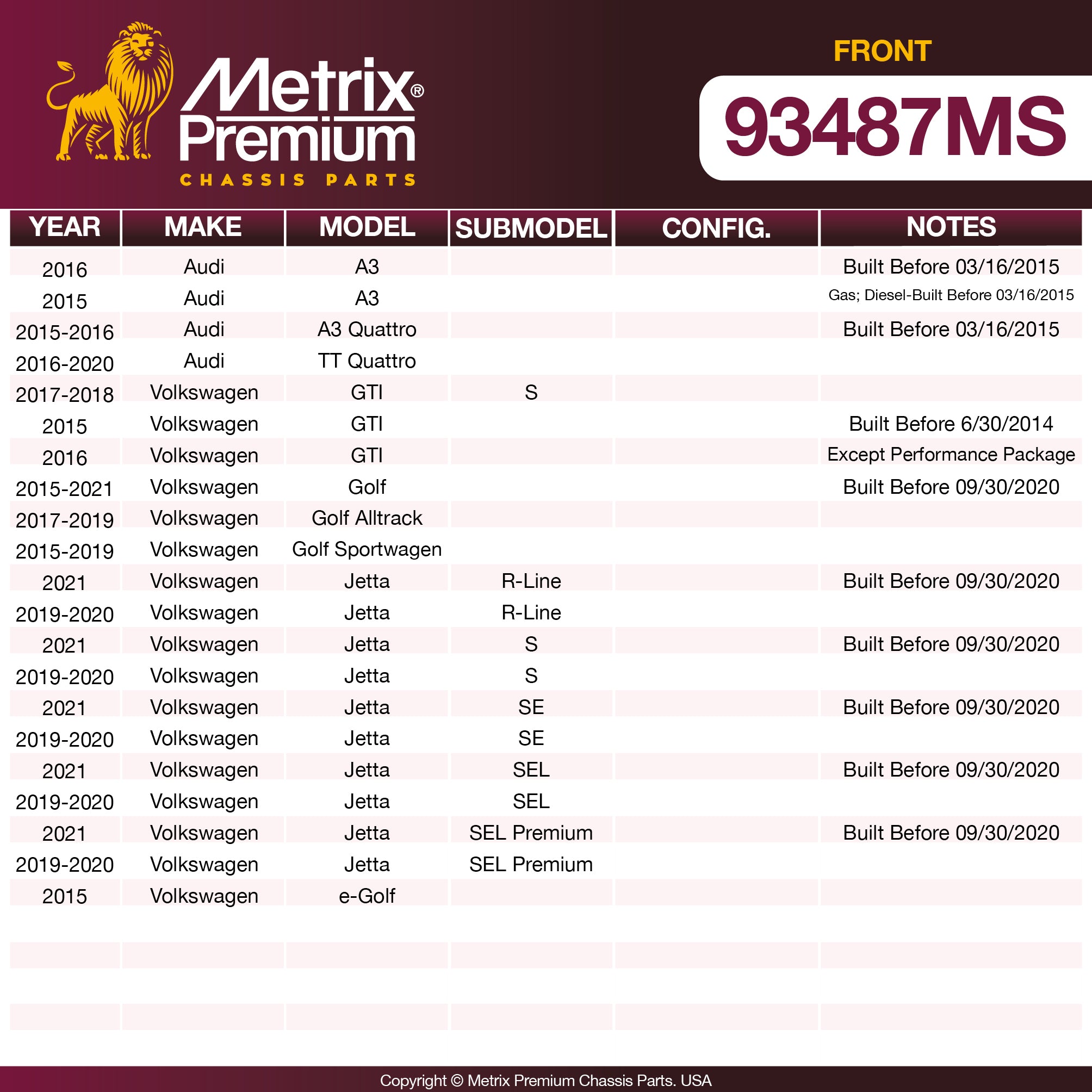 Metrix Premium Chassis Parts  suspension steering brake parts
