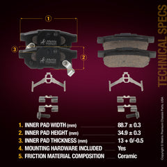 Metrix Premium Chassis Parts Rear Disc Brake Pad Set 93496MC OEM fit auto parts