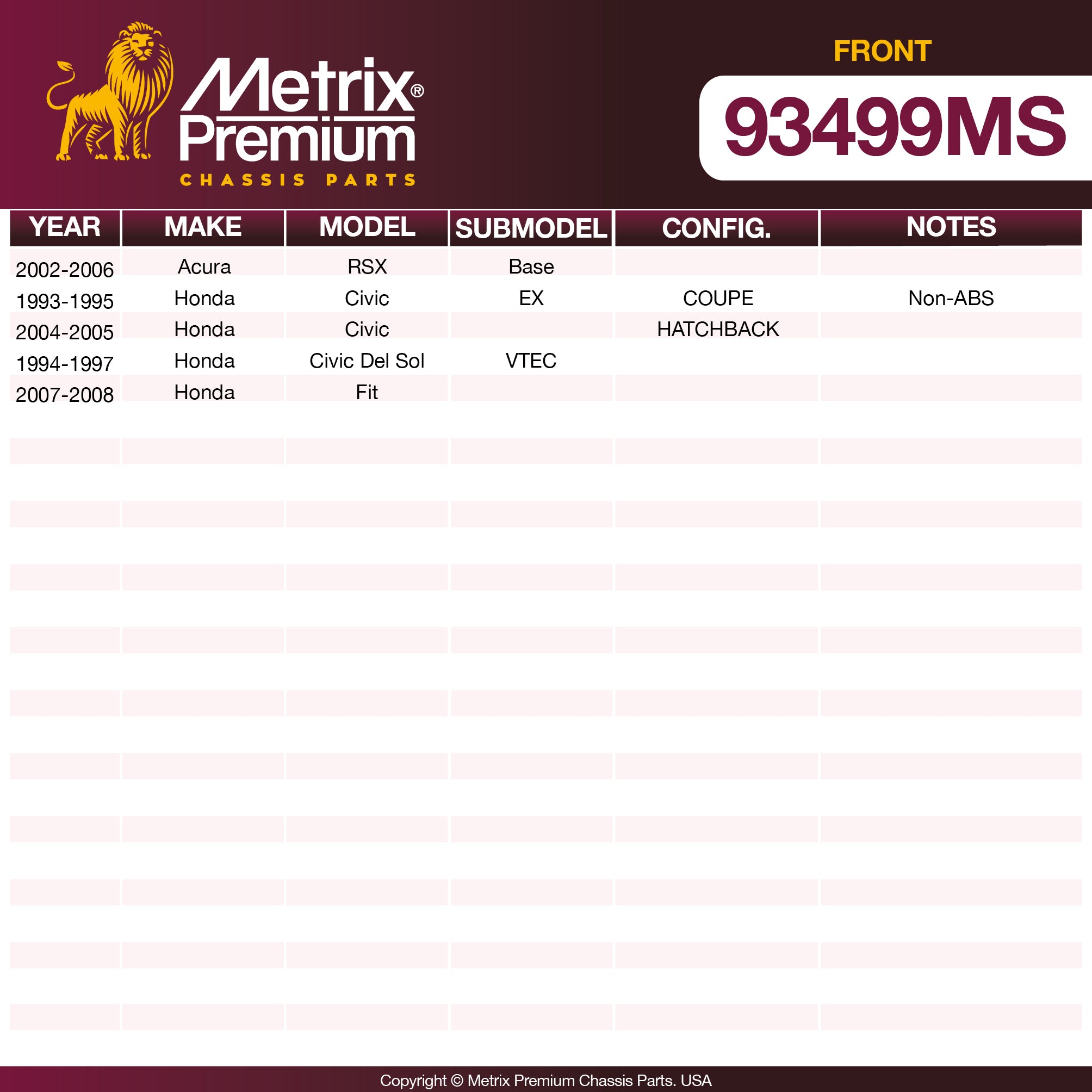 Metrix Premium Chassis Parts  suspension steering brake parts