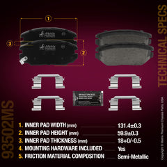 Metrix Premium Chassis Parts Front Disc Brake Pad Set 93502MS aftermarket car parts
