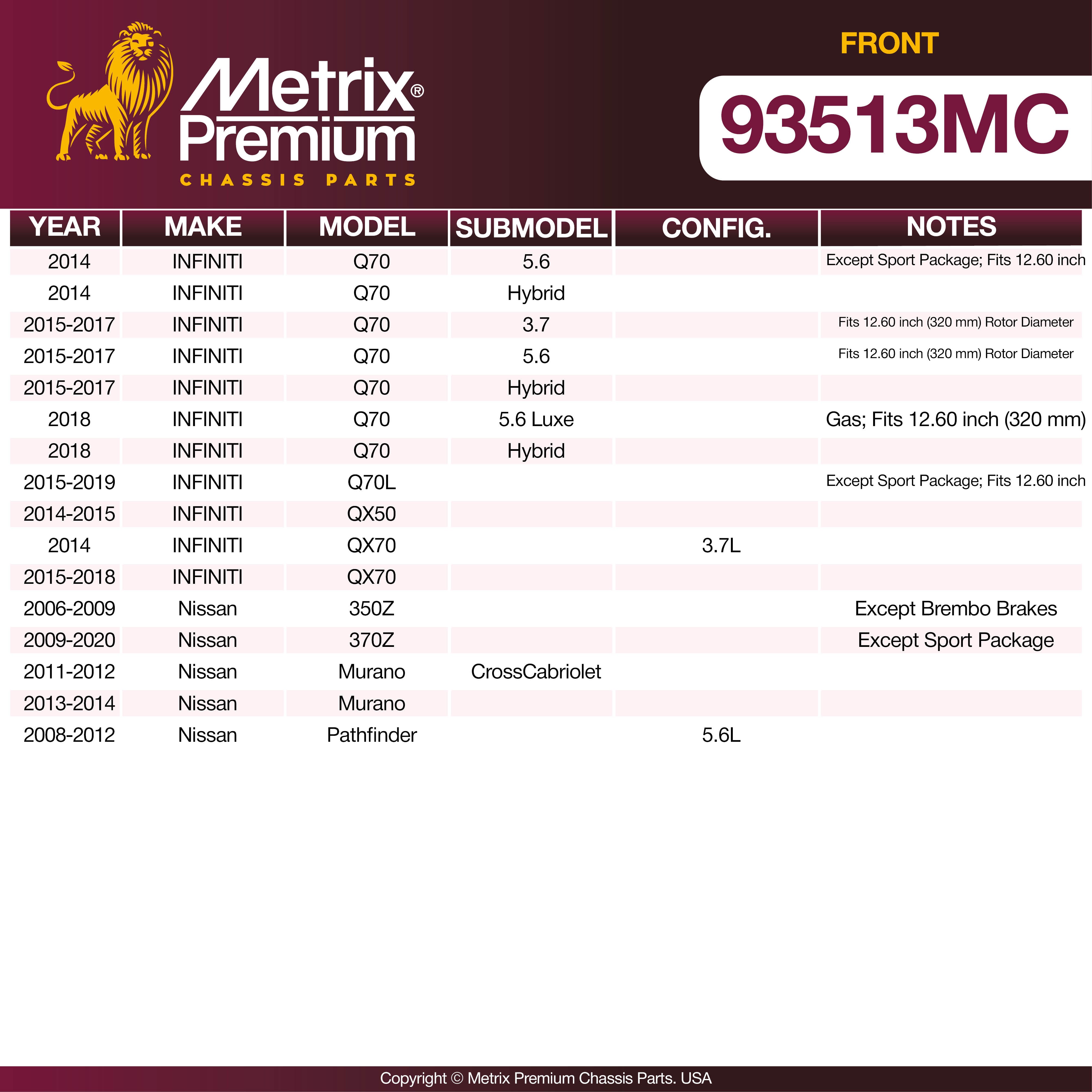 Metrix Premium Front Disc Brake Pad Set 93513MC aftermarket car parts