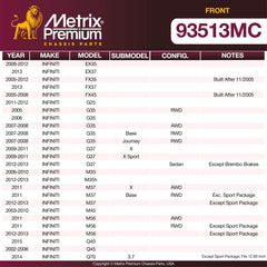 Metrix Premium Front Disc Brake Pad Set 93513MC OEM fit spare parts