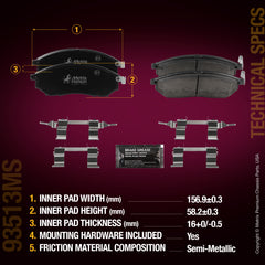 Metrix Premium Chassis Parts Front Disc Brake Pad Set 93513MS aftermarket car parts
