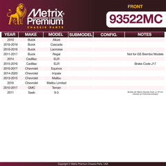 Metrix Premium Front Disc Brake Pad Set 93522MC OEM fit spare parts
