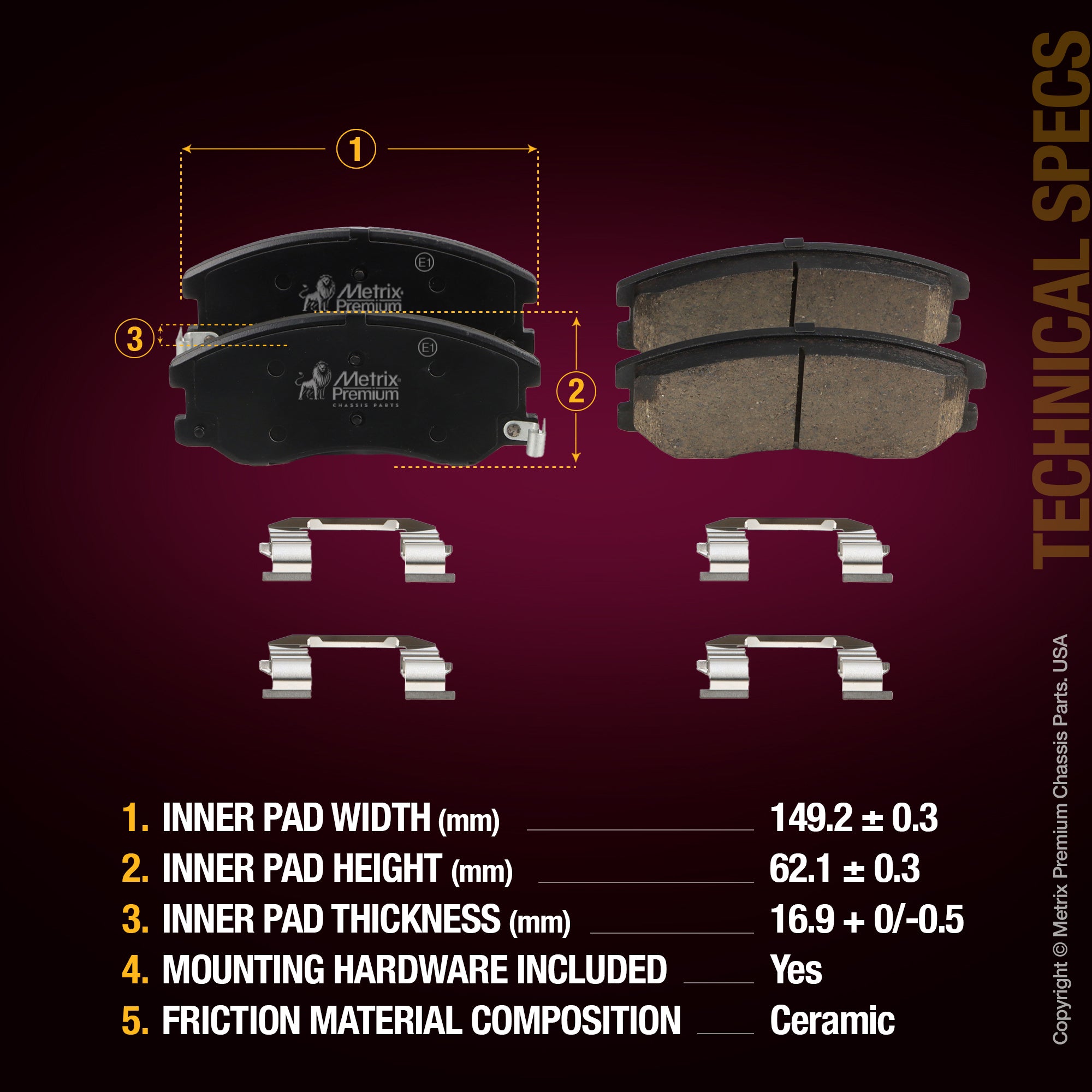Metrix Premium Front & Rear Brake Pad Kit 95822MT aftermarket car parts