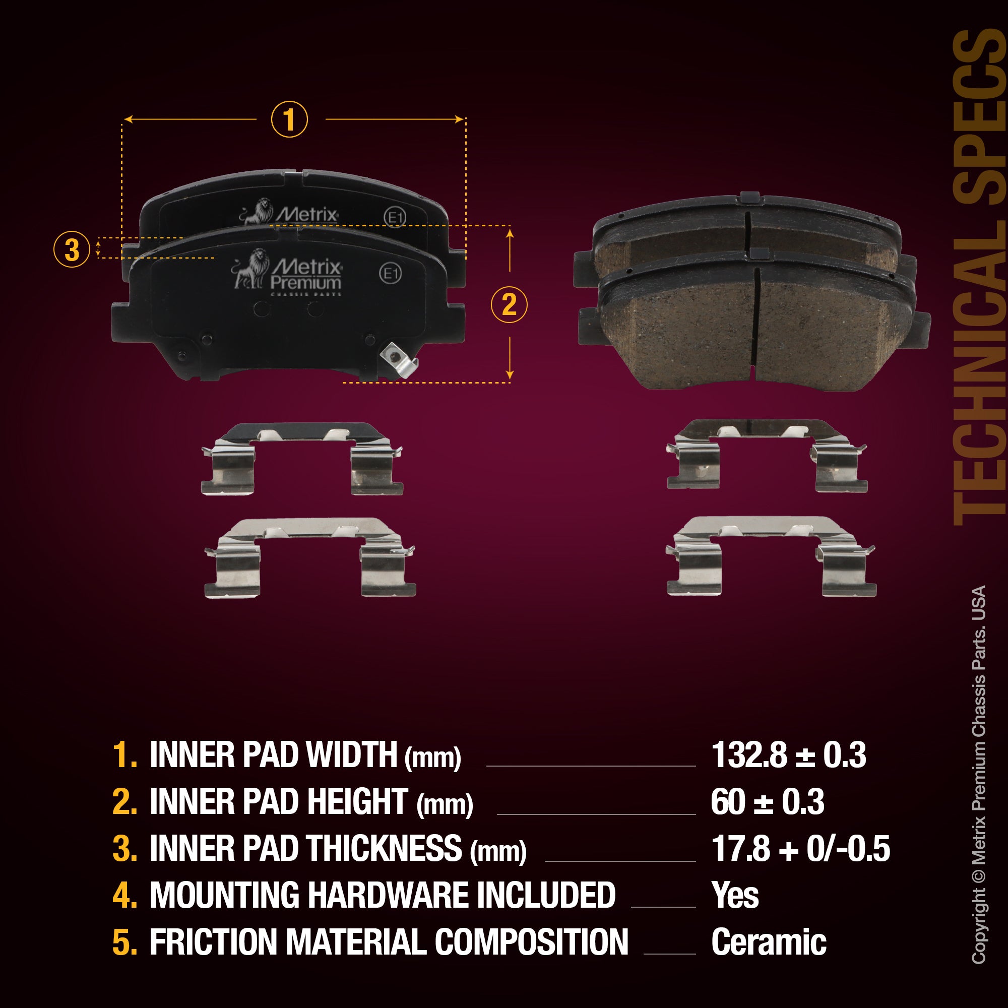 Metrix Premium Front Disc Brake Pad Set 93530MC aftermarket car parts