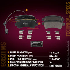 Metrix Premium Chassis Parts Rear Disc Brake Pad Set 93531MS OEM fit auto parts