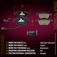 Metrix Premium Chassis Parts Front Disc Brake Pad Set 93534MC aftermarket car parts