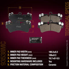 Metrix Premium Chassis Parts Front Disc Brake Pad Set 93538MC aftermarket car parts