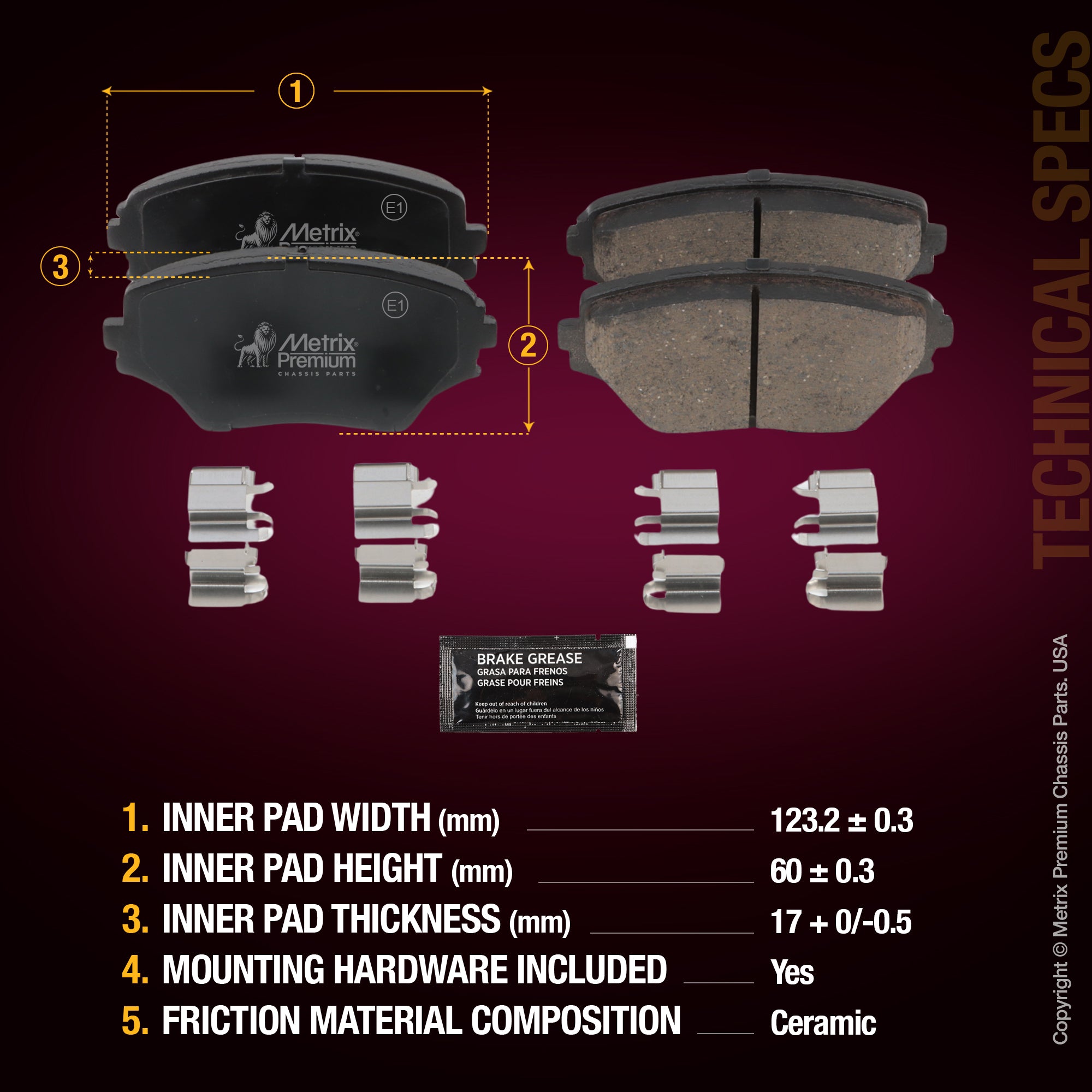 Metrix Premium Front Disc Brake Pad Set 93554MC aftermarket car parts