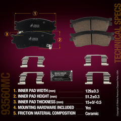 Metrix Premium Chassis Parts Front Disc Brake Pad Set 93560MC aftermarket car parts
