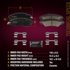 Metrix Premium Front Disc Brake Pad Set 93567MC aftermarket car parts