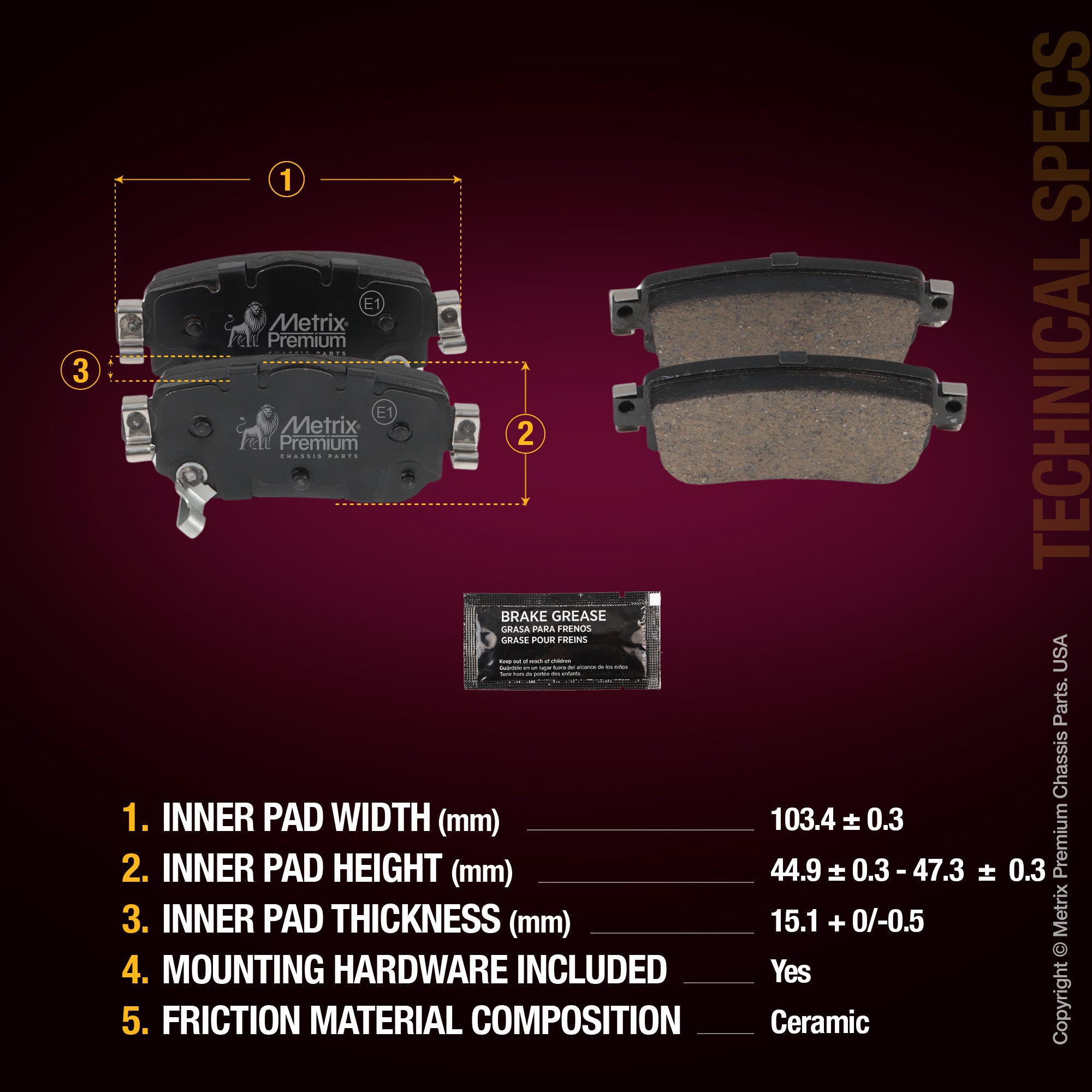 Metrix Premium Rear Disc Brake Pad Set 93569MC aftermarket car parts