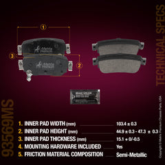 Metrix Premium Chassis Parts Rear Disc Brake Pad Set 93569MS aftermarket car parts